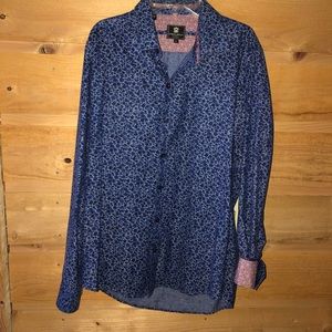 Steel & Jelly London blue /white chambray  floral button front dress shirt